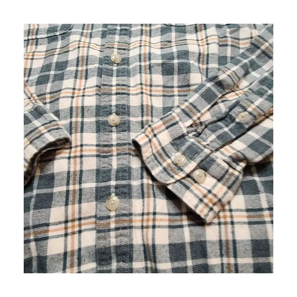 Sonoma Green Brown Plaid Print Long Sleeve Button Down Shirt L
